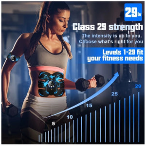 USB Rechargeable Wireless Fat-Burning Belt EMS Ab Trainer & Rechargeable Muscle Stimulator for Six-Pack Abs, Home Gym Fitness
