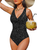 S - XXL Twist Front V Neck One Piece Swimsuit Women Swimwear Female Slim Monokini Backless Bathing Suit Swim Beachwear Bodysuit