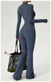 TRY TO BN Women's Fitness Jumpsuit Long Sleeve Zipper High Strength Yoga Bodysuit For Gym Workout Sportswear One Piece Clothing