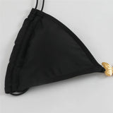 Metal Butterfly Halter High Cut Leg Bikini Women Swimwear Two-Pieces Bikini Set Female Swimsuit Bather Bathing Suit Swim V6460