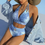 2026 New Leopard Print Crisscross Halter Bikini Set Women Swimwear Swim Wear Clothing Suit Spring Summer Bikini