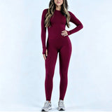 Sports Overall Bodysuit Women Seamless Jumpsuit Gym One-piece Suit Workout Outfits Backless Yoga Tights Long Sleeve Activewear