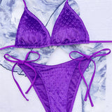 New Halter Velvet High Leg Cut Bikini Women Swimwear Female Swimsuit Two-Pieces Bikini Set Padded Bather Bathing Suit Swim V4502