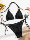 Halter Rings Fishnet Bikinis 2025 Brazilian Bikini Female Swimsuit Women Swimwear Two-pieces Bikini Set Bather Bathing Suit Swim