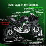 1:9 Scale H2R Motorcycle Model Toy Car Alloy Body Ignitable Start Spray Motor Models Shock Absorption Vehicles