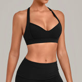 Halter Yoga Bra Women's Backless Sports Fitness Underwear Breathable Runnings Push Up Crop Top Female Yoga Workout Underwear