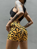 Leopard Print Fitness Sports Yoga Shorts Women's Summer V Waist Thin Hip Lifting Nude Feeling Quick Drying