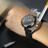 Metal USB Watch Lighter Outdoor Windproof Flameless Tungsten Wire Charging Portable Multi Functional Lighter Men's Smoking Gift
