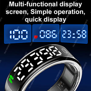 Smart Ring Display Screen and Touch, Wireless Charging,Smart Control,Health Manager,5ATM Waterproof For Men Women New Rings
