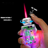 Rotating Dice Mahjong Stereoscopic Design Windproof Red Flame Butane Gas Lighter Pull down Ignition Outdoor Fun Lighters
