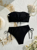 XS - XL Bandeau Wrinkled High Cut Bikini Women Swimwear Female Swimsuit Two-pieces Bikini Set Shells Bather Bathing Suit Swim