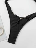 Tummy Cut Out Extreme Micro Thong Female Swimwear One Piece Swimsuit Women Cross Backless Monokini High Cut Bathing Suit Swim