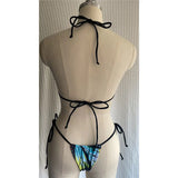 S - XL Sexy Two-Pieces Bikini Set Bather Bathing Suit Swim Printed Halter Padded Bikini Female Swimsuit Women Swimwear V4910