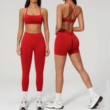 2PCS Yoga Suit Women Tracksuit Sports Bra High Waist Leggings Outfit Gym Set Fitness Athletic Wear Workout Clothes Sportswear