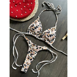 Leopard Extreme String Mini Micro Thong Bikini Female Swimsuit Women Swimwear Two-Pieces Bikini Set Bather Bathing Suit V5072