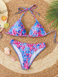 Fashion Sexy Leopard Print Bikini Set for Women, Tie Side String Two Piece Swimsuit, Push Up Beach Bathing Suit, Summer