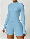 New Running Elasticity Yoga Jacket Zipper Slimming Top Coat Women's Sports Jacket Gym Workout Sports Long Sleeves Women Tights