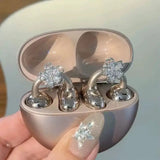 Earrings For Ear Clip Earphone Rotating Flower Blossoms Shining Decorations