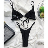 New Sexy Thong Tiny Mini Bikini Female Swimsuit Women Swimwear Two-Pieces Bikini Set Padded Bather Bathing Suit Swim Lady V3063