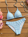 Fashion Sexy Leopard Print Bikini Set for Women, Tie Side String Two Piece Swimsuit, Push Up Beach Bathing Suit, Summer