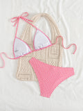 Fashion Sexy Leopard Print Bikini Set for Women, Tie Side String Two Piece Swimsuit, Push Up Beach Bathing Suit, Summer