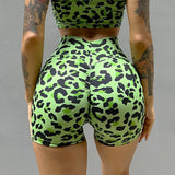 Leopard Print Fitness Sports Yoga Shorts Women's Summer V Waist Thin Hip Lifting Nude Feeling Quick Drying