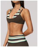 Women New Fake Two piece Yoga Bra Color Contrasting Back Sports Bra Gym Strap Hanging Neck Strap Fitness Bra Sports Bra Female