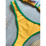 Brazilian Flag Halter Bikini Female Swimsuit Women Swimwear Two-Pieces Bikini Set High Leg Cut Bather Bathing Suit Swim V8369
