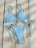Miyouj Triangle Swimwear Sexy Swimsuits Solid Bikini String Bathsuit Women's Two Piece Suit Push Up Swimsuit High Cut Bikini Set