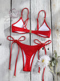 Miyouj Triangle Swimwear Sexy Swimsuits Solid Bikini String Bathsuit Women's Two Piece Suit Push Up Swimsuit High Cut Bikini Set