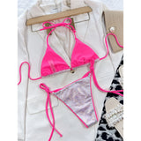 Sexy 7 Colors Halter Brazilian Bikini Female Swimsuit Women Swimwear Two-Pieces Bikini Set Bather Bathing Suit Swim Lady V3860