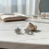 Earrings For Ear Clip Earphone Rotating Flower Blossoms Shining Decorations