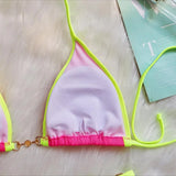 Sexy Halter Pearl Extreme Mini Micro Bikini Female Swimsuit Women Swimwear Two-pieces Bikini set Ribbed Bather Bathing Suit Swim