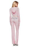 Gia Slim-Fit Letter Print Topstitching Design Hooded Zip-Up Jacket and Pants Set