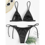 5 Colors Satin High Leg Cut Brazilian Two-Pieces Bikini Set Bikini Female Swimsuit Bathing Suit Women Swimwear Bather Swim V4964