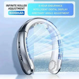 8000mAh USB Hanging Neck Fan Portable Bladeless Mini Rechargeable Mute LED Digital Display Electric Air Cooler Handheld