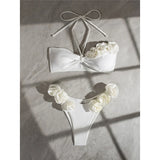 2026 Sexy 3D Flowers Halter Brazilian Bikini Women Swimwear Female Swimsuit Two-Pieces Bikini Set Bather Bathing Suit Swim V5236