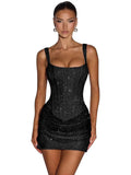 Hdsmfos Square Neck Sparkly Homecoming Dresses Short Mini Bodice Sequin Prom Evening Cocktai Party Gown