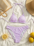 Fashion Sexy Leopard Print Bikini Set for Women, Tie Side String Two Piece Swimsuit, Push Up Beach Bathing Suit, Summer