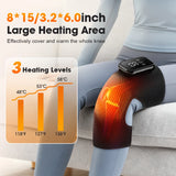 Electric Heated Knee Massager With 3 Heat Levels 3 Vibration Modes, Rechargeable Knee Support Wrap with Timer and Touch Screen, Extended Strap