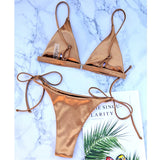 5 Colors Satin High Leg Cut Brazilian Two-Pieces Bikini Set Bikini Female Swimsuit Bathing Suit Women Swimwear Bather Swim V4964