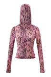 gia slim fit letter printed open thread design hooded zipper short jacket pants set