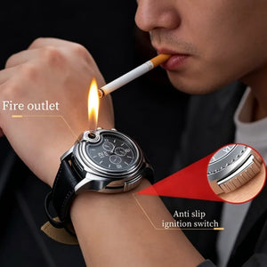 New Trendy Metal Gas Watch Lighter Men Outdoor Windproof Portable Rechargeable Lighter Fashion and Cool Personality Gift