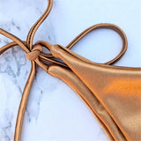 5 Colors Satin High Leg Cut Brazilian Two-Pieces Bikini Set Bikini Female Swimsuit Bathing Suit Women Swimwear Bather Swim V4964
