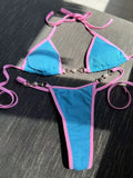 Sexy Halter Pearl Extreme Mini Micro Bikini Female Swimsuit Women Swimwear Two-pieces Bikini set Ribbed Bather Bathing Suit Swim