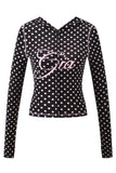 Iamgia New Front Shoulder Slim Fit Letter Printed Open Line Design Slim Fit Hooded Zipper Short Jacket Pants Set
