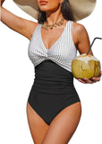 S - XXL Twist Front V Neck One Piece Swimsuit Women Swimwear Female Slim Monokini Backless Bathing Suit Swim Beachwear Bodysuit