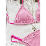 Sexy Neon Halter Ribbed Bikini Female Swimsuit Women Swimwear Two-Pieces Bikini Set Padded Bather Bathing Suit Swim Lady V4048