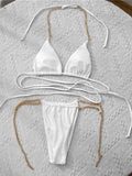 Snake Skin Wrap Around Metal Chains Halter Bikini Women Swimwear Female Swimsuit Two-pieces Bikini set Micro Bathing Suit Swim