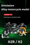 1:9 Scale H2R Motorcycle Model Toy Car Alloy Body Ignitable Start Spray Motor Models Shock Absorption Vehicles